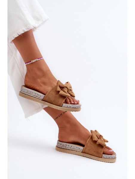 Women's Platform Sandals with Bow Camel Aflia