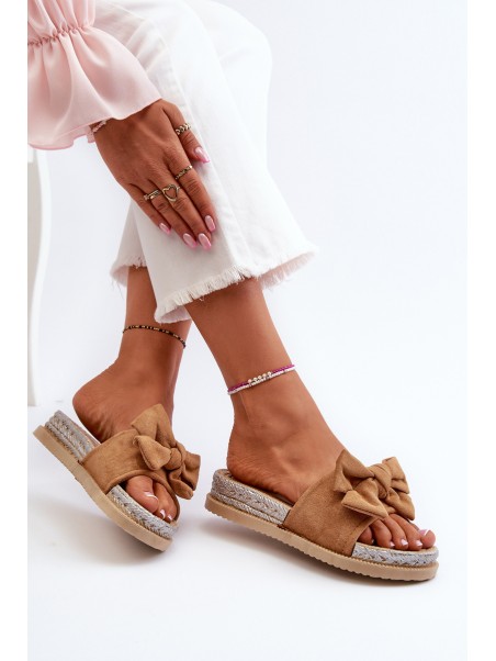 Women's Platform Sandals with Bow Camel Aflia
