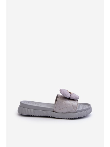 Women's Grey Sandals with Decoration on Low Platform Cedrella