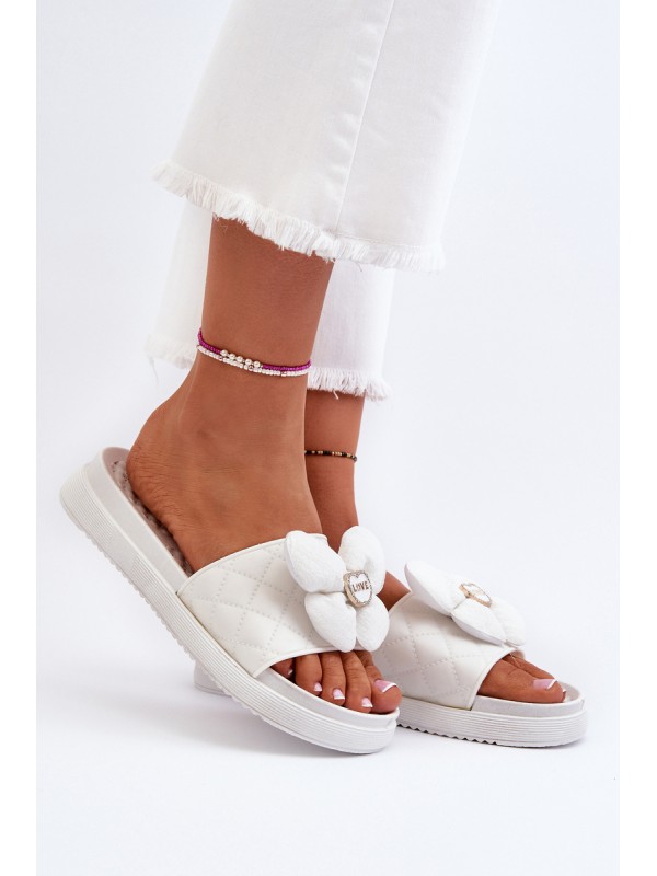 Women's Grey Sandals with Decoration on Low Platform Cedrella