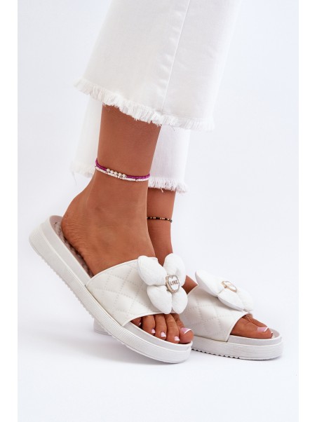 Women's Grey Sandals with Decoration on Low Platform Cedrella