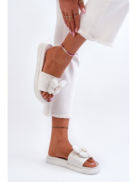 Women's Grey Sandals with Decoration on Low Platform Cedrella