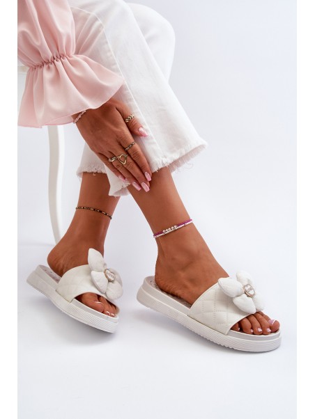 Women's Grey Sandals with Decoration on Low Platform Cedrella