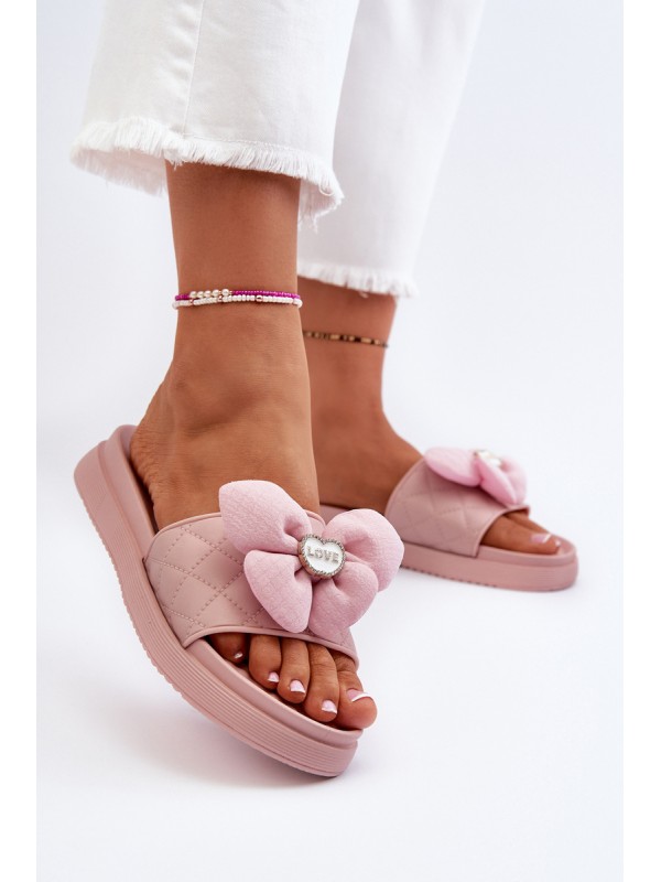 Women's sandals with decoration on low platform pink Cedrella
