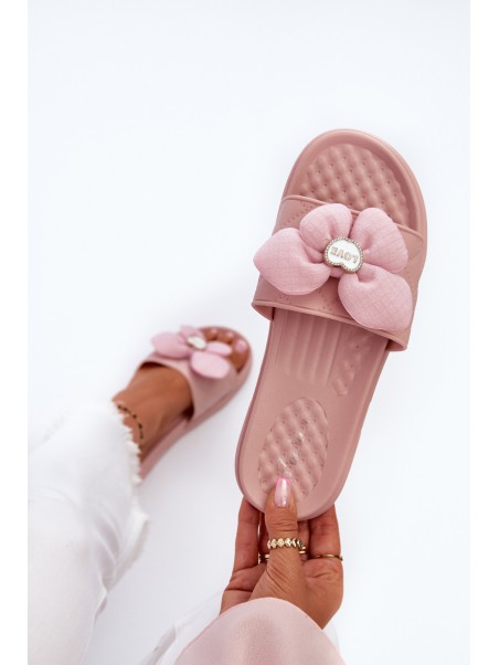 Women's sandals with decoration on low platform pink Cedrella
