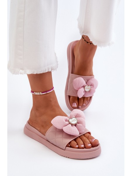 Women's sandals with decoration on low platform pink Cedrella