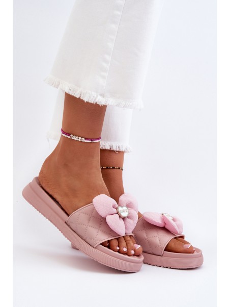 Women's sandals with decoration on low platform pink Cedrella