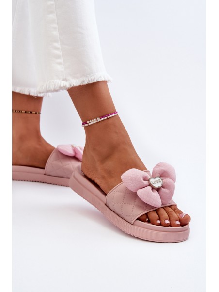 Women's sandals with decoration on low platform pink Cedrella