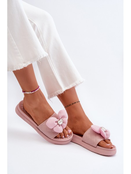 Women's sandals with decoration on low platform pink Cedrella