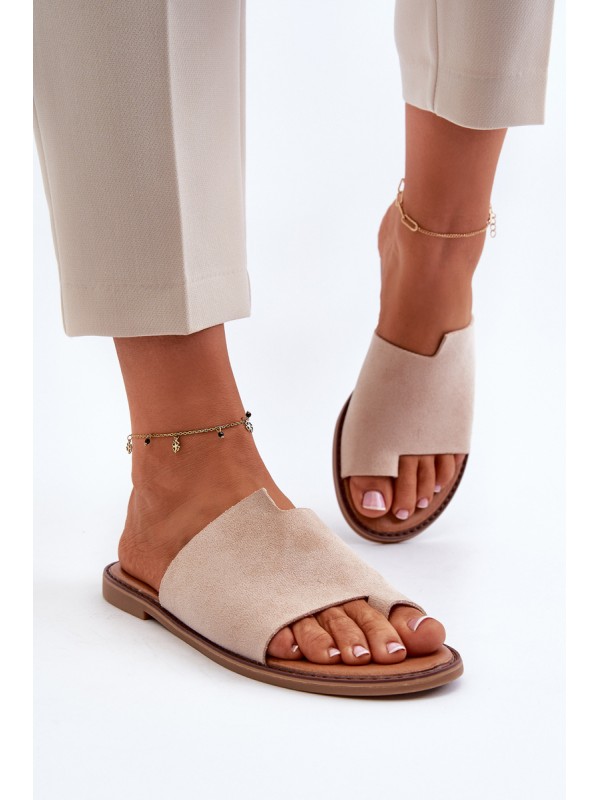 Women's Suede Slip-On Sandals Beige Amite