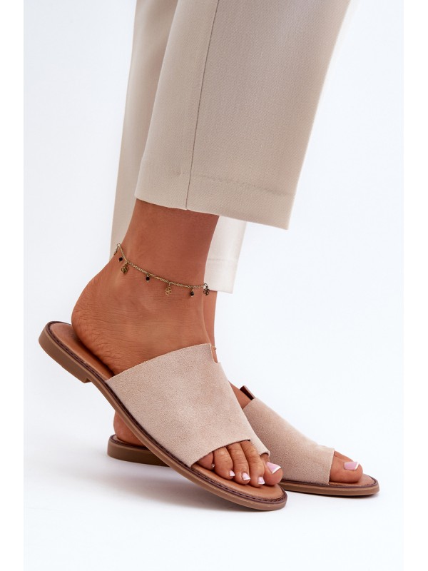 Women's Suede Slip-On Sandals Beige Amite 2