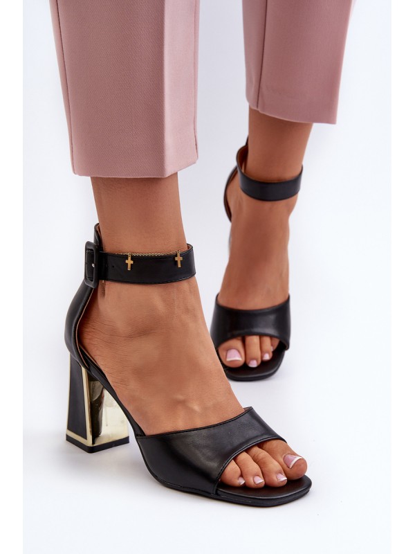Elegant Black Women's Sandals with Heel Rosazara