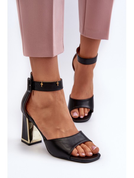 Elegant Black Women's Sandals with Heel Rosazara