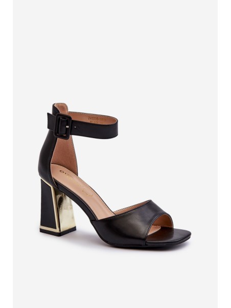 Elegant Black Women's Sandals with Heel Rosazara
