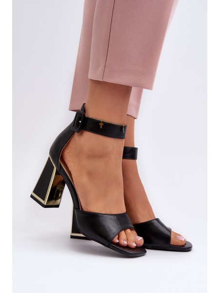 Elegant Black Women's Sandals with Heel Rosazara