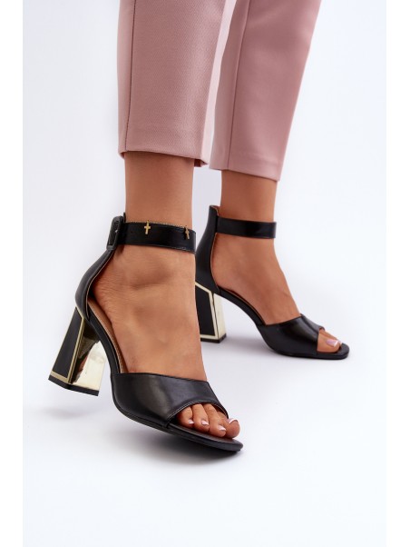 Elegant Black Women's Sandals with Heel Rosazara