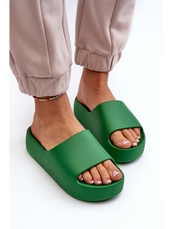 Women's Thick Sole Beige Slides Oreithano