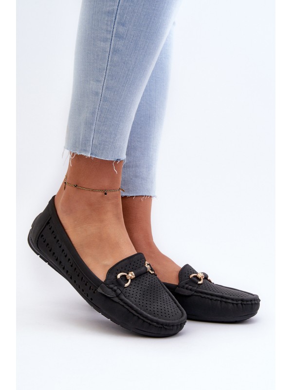 Women's Black Lattice Loafers Rasirna 2