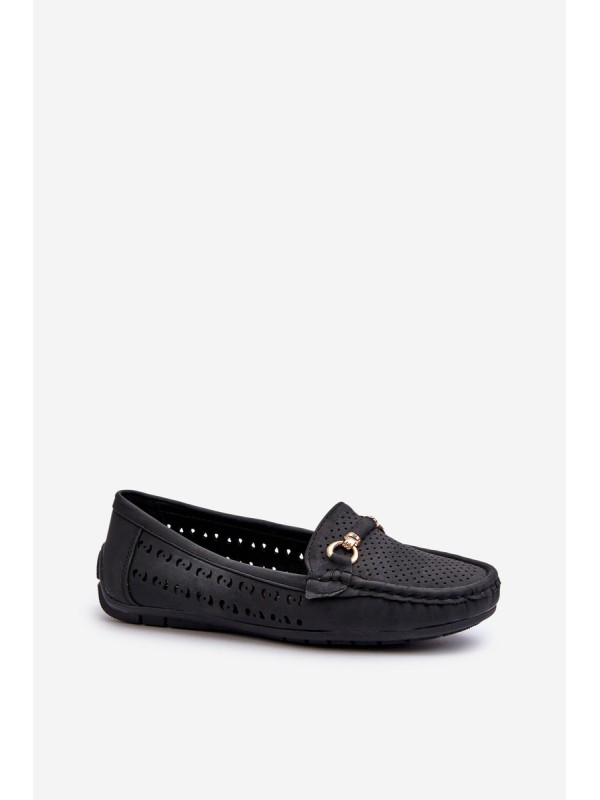 Women's Black Lattice Loafers Rasirna