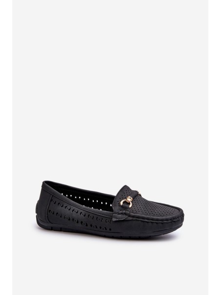 Women's Black Lattice Loafers Rasirna