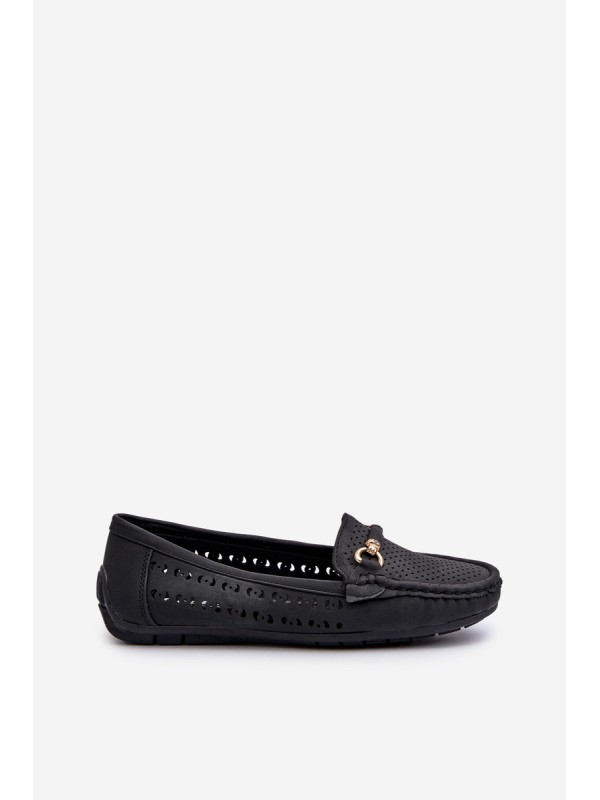 Women's Black Lattice Loafers Rasirna