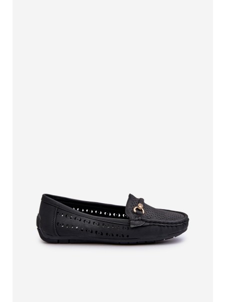 Women's Black Lattice Loafers Rasirna