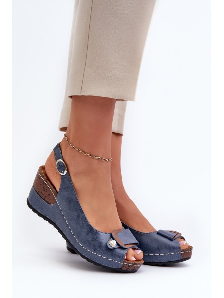 Women's Lightweight Wedge Sandals Comfort Shoe Blue Efravia