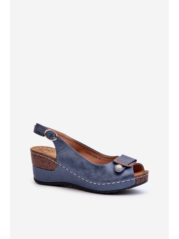 Women's Lightweight Wedge Sandals Comfort Shoe Blue Efravia