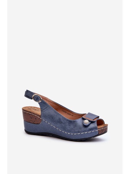 Women's Lightweight Wedge Sandals Comfort Shoe Blue Efravia