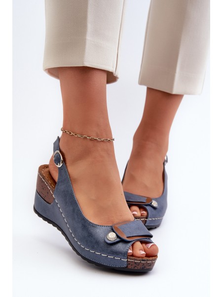 Women's Lightweight Wedge Sandals Comfort Shoe Blue Efravia