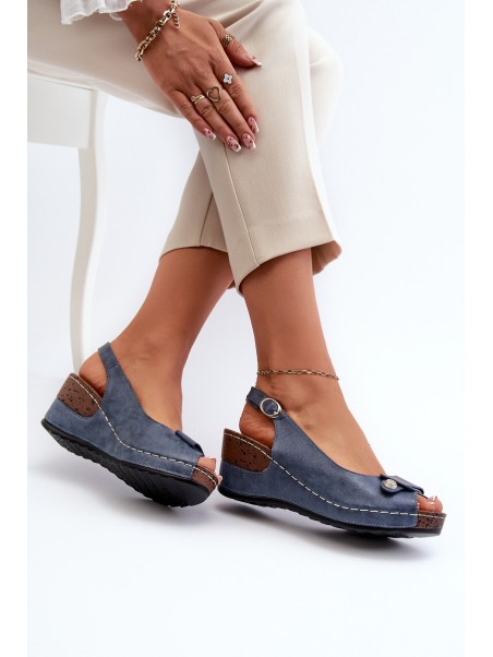 Women's Lightweight Wedge Sandals Comfort Shoe Blue Efravia