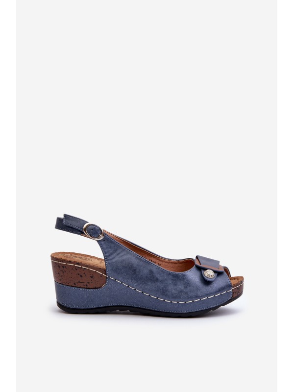 Women's Lightweight Wedge Sandals Comfort Shoe Blue Efravia