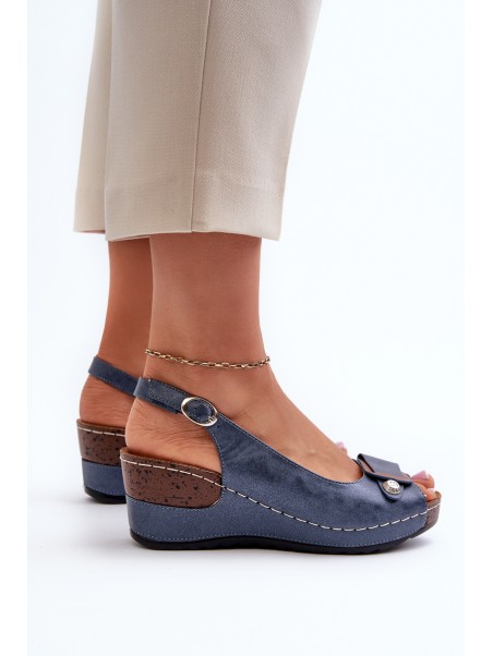 Women's Lightweight Wedge Sandals Comfort Shoe Blue Efravia