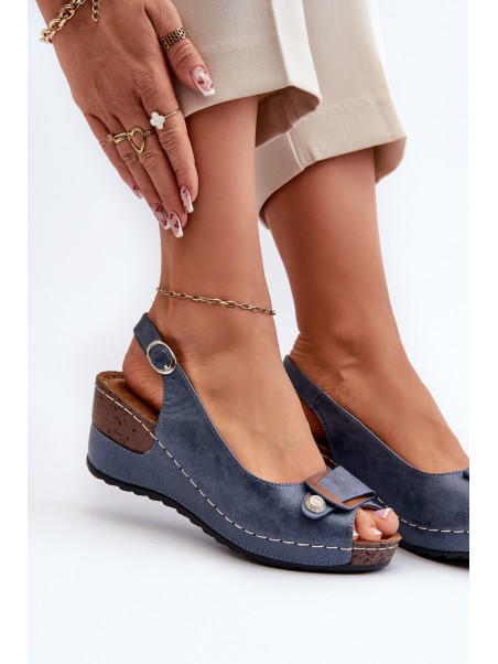 Women's Lightweight Wedge Sandals Comfort Shoe Blue Efravia