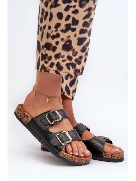 Women's Sandals with Buckles Black Fronila