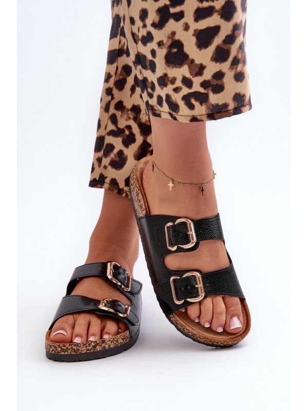 Women's Sandals with Buckles Black Fronila