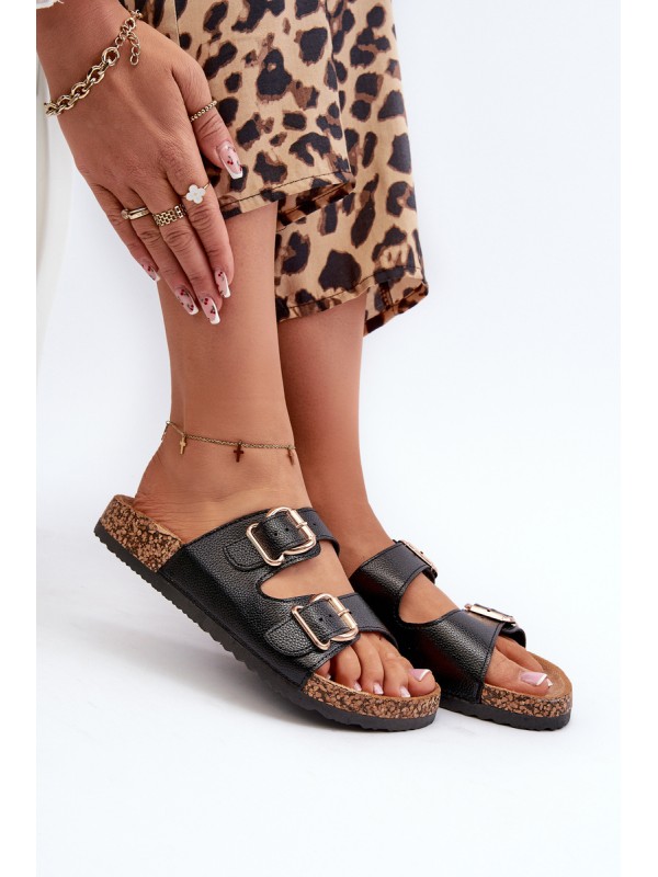 Women's Sandals with Buckles Black Fronila