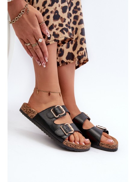 Women's Sandals with Buckles Black Fronila