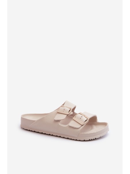 Women's Foam Flip Flops with Buckles Beige Luciene