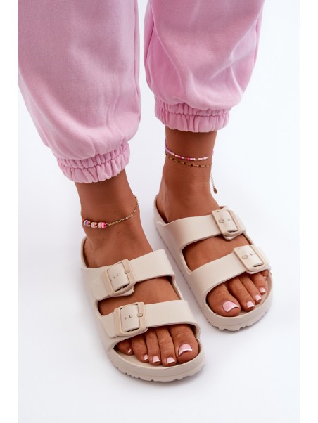 Women's Foam Flip Flops with Buckles Beige Luciene