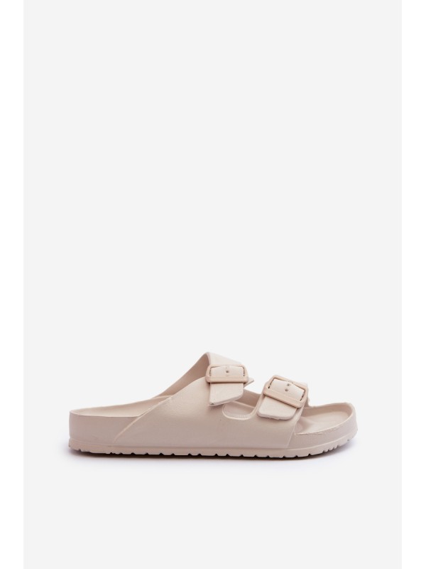 Women's Foam Flip Flops with Buckles Beige Luciene