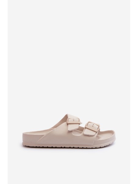 Women's Foam Flip Flops with Buckles Beige Luciene