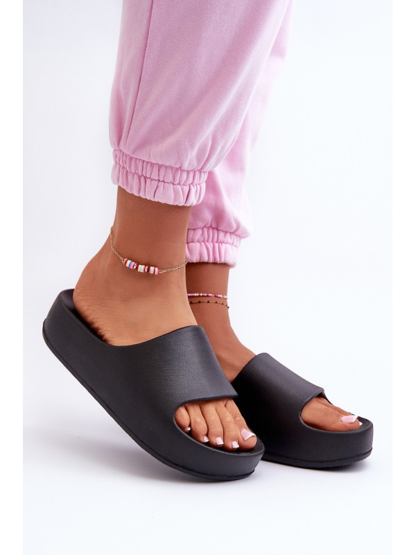 Women's Platform Foam Flip Flops Black Airaplea 2