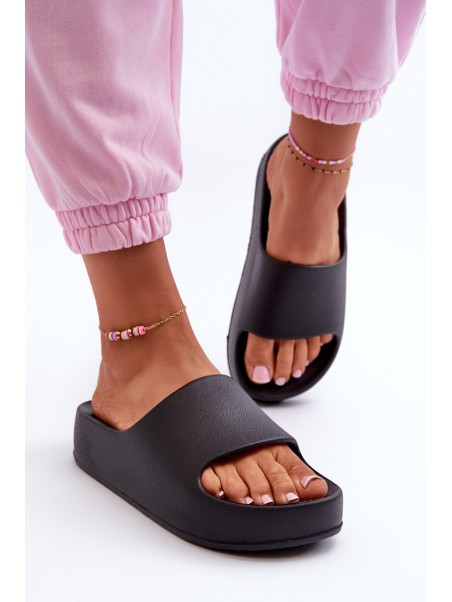 Women's Platform Foam Flip Flops Black Airaplea