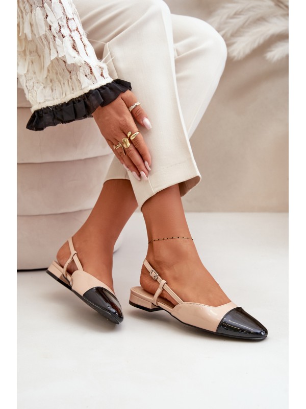 Patent Leather Ballerinas On Low Heel With Open Heel Beige Kairael 2