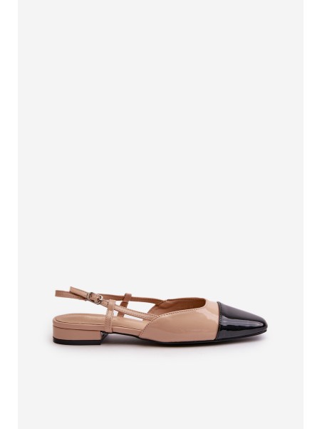 Patent Leather Ballerinas On Low Heel With Open Heel Beige Kairael