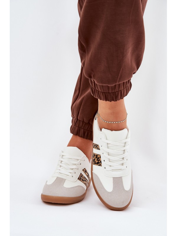 Low Women's Sneakers Made Of Eco Leather Leopard Print White Nonalorin