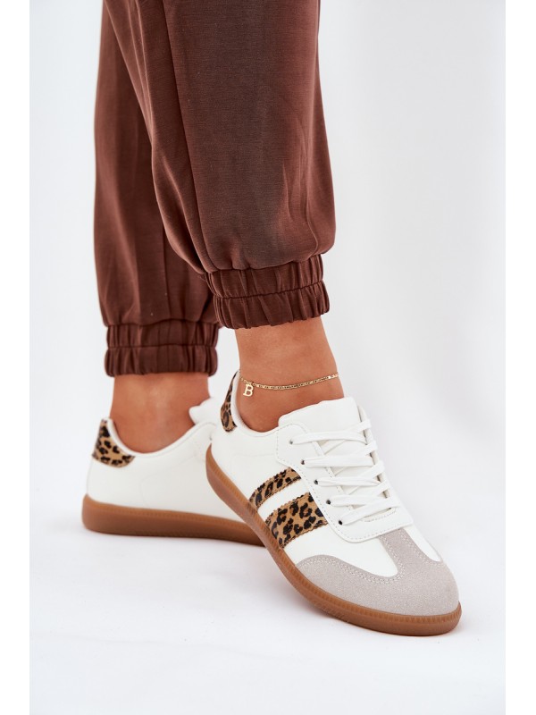 Low Women's Sneakers Made Of Eco Leather Leopard Print White Nonalorin 2
