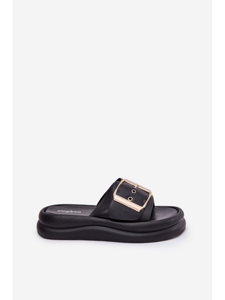 Women's Sandals On Massive Platform With Decorative Buckle Black Zelori