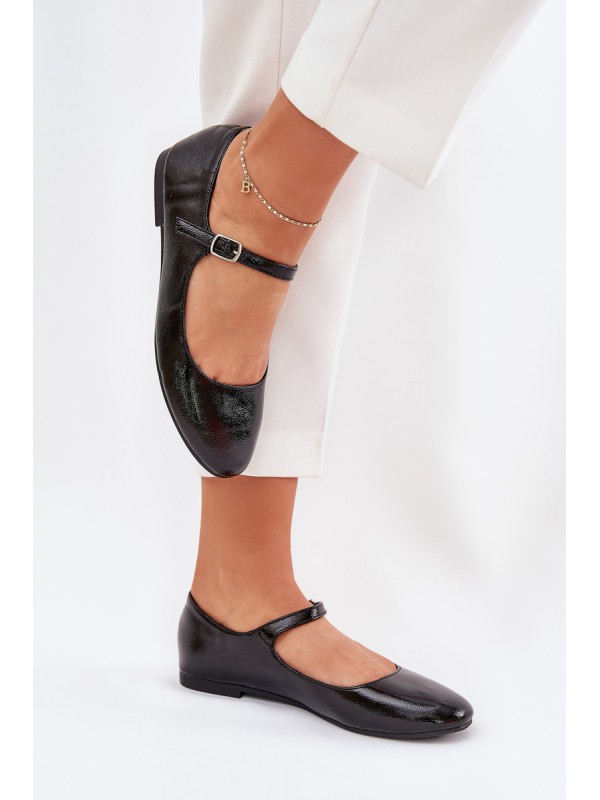 Patent Ballerinas With Strap Black Arrivara